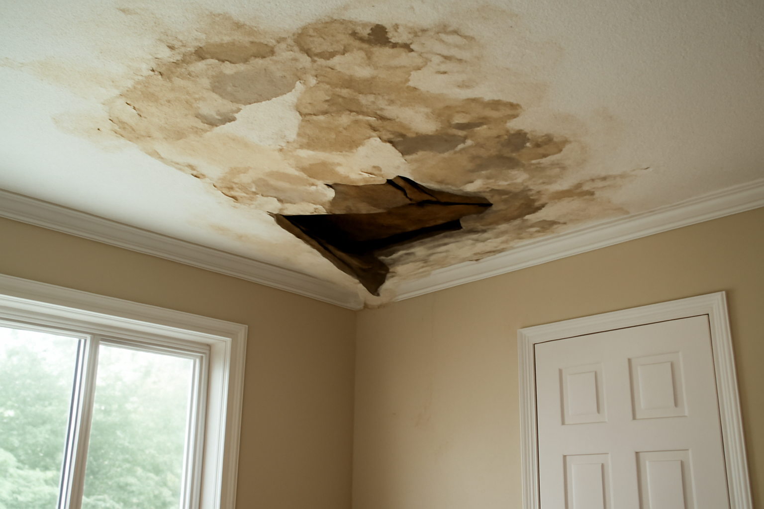 Ceiling Drywall Water Damage Restoration in Swampscott, MA